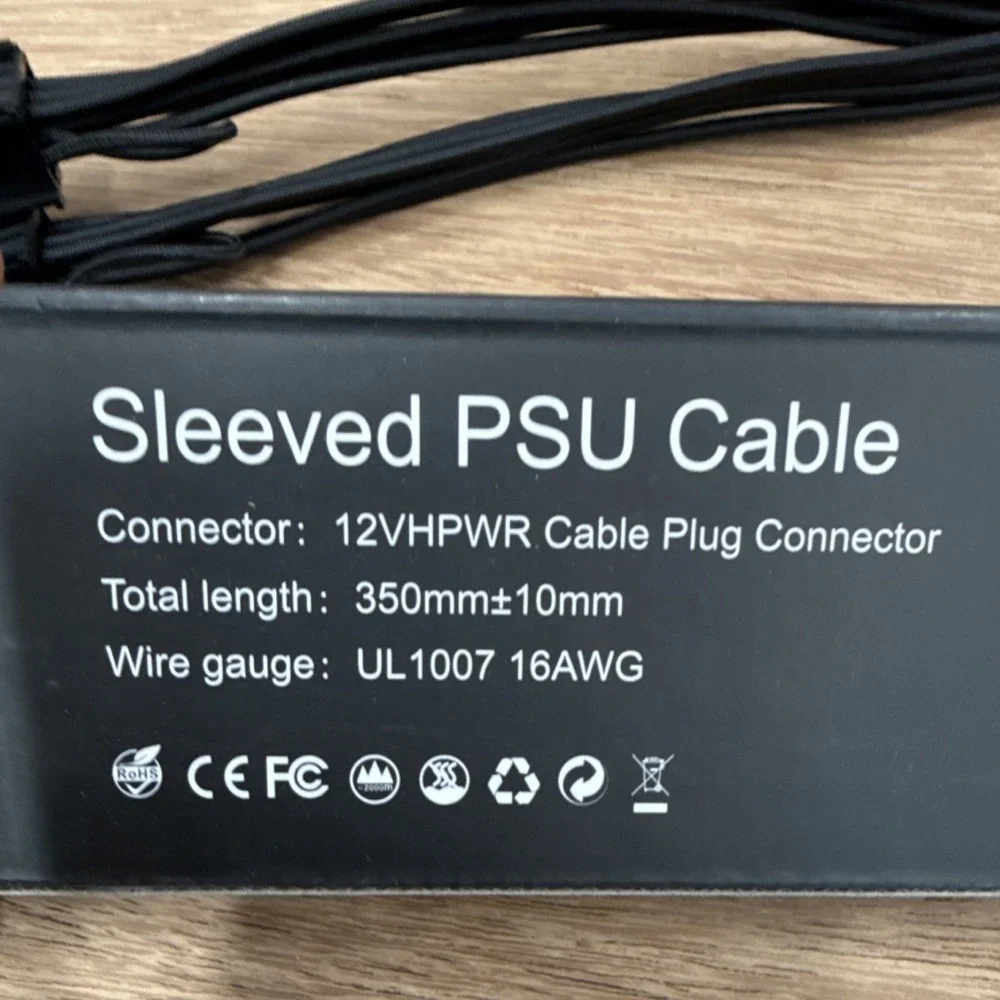 Agtray PCI-E 5.0 Sleeved‎ Extension Cable 12VHPWR 12+4 Pin 350mm Black
